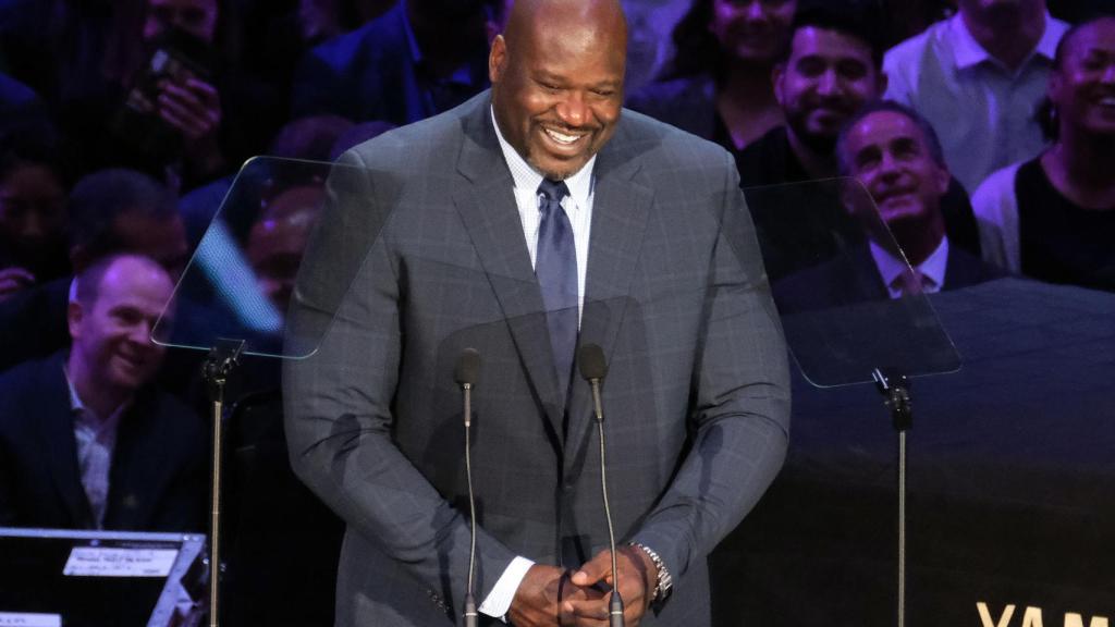 Shaquille O'Neal, durante el acto en memoria de Kobe Bryant