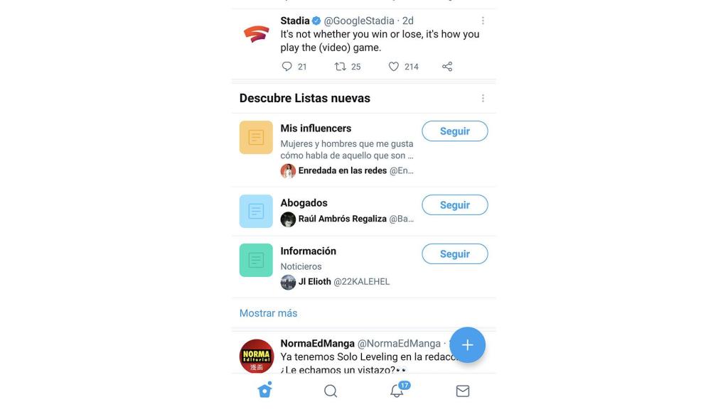 Actualmente Twitter en Android