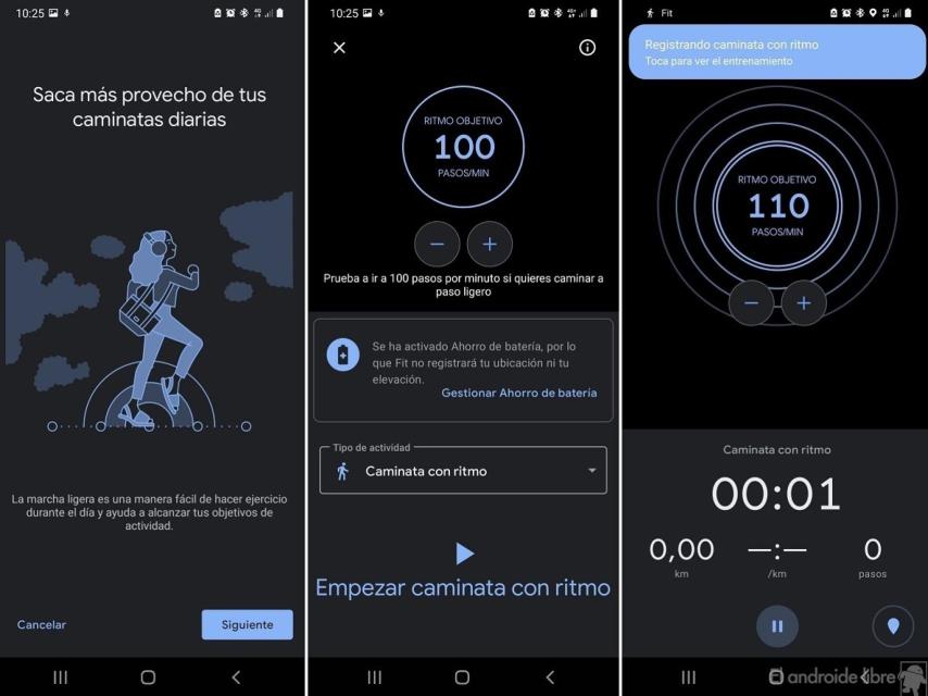 Google Fit caminar con ritmo