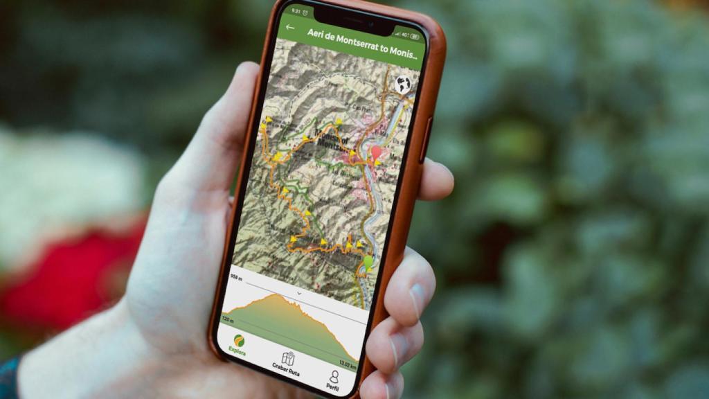 La aplicación Wikiloc mostrando una ruta