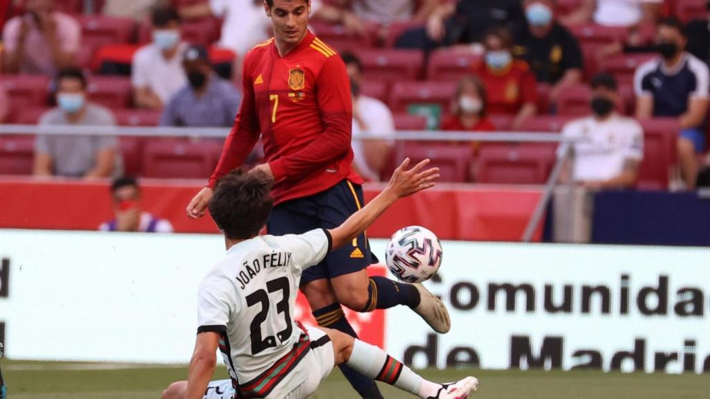 Morata durante el España - Portugal