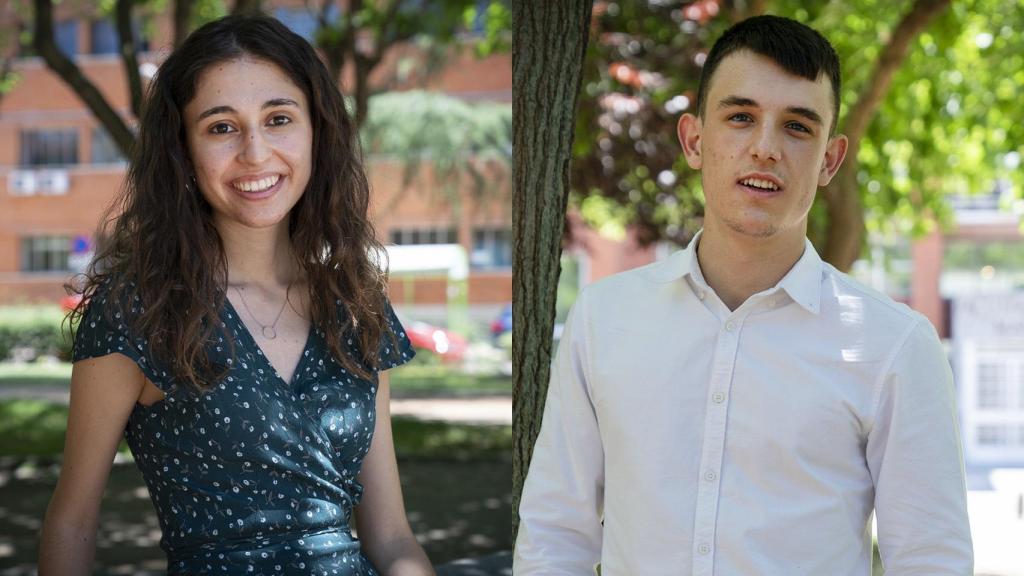 Paula Cordero e Ismael Nogal, estudiantes del doble grado de Física y Matemáticas.