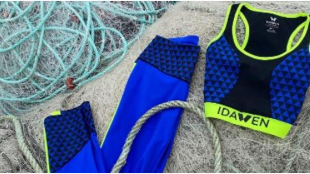 Ropa deportivo fabricada con redes de pesca recuperadas del mar.