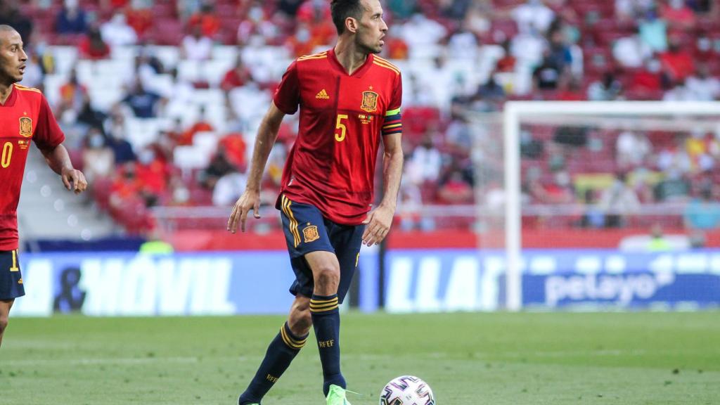 Sergio Busquets, durante el amistoso frente a Portugal