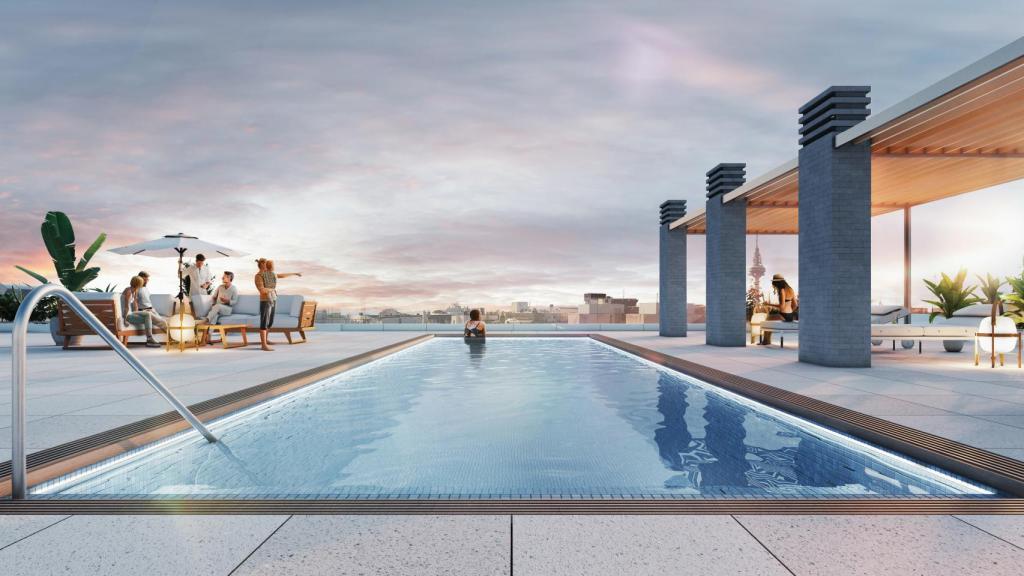Imagen de la piscina proyectada en la promoción 'Alcántara 25'.