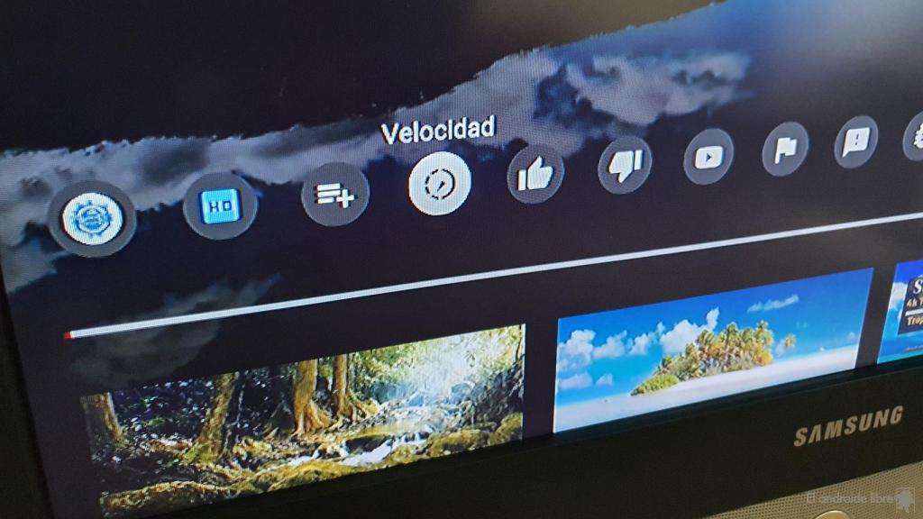 Control de velocidad en YouTube de Android TV