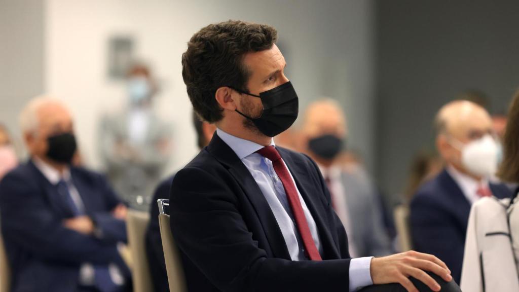 Casado, durante el coloquio al que asistía este lunes en Madrid.