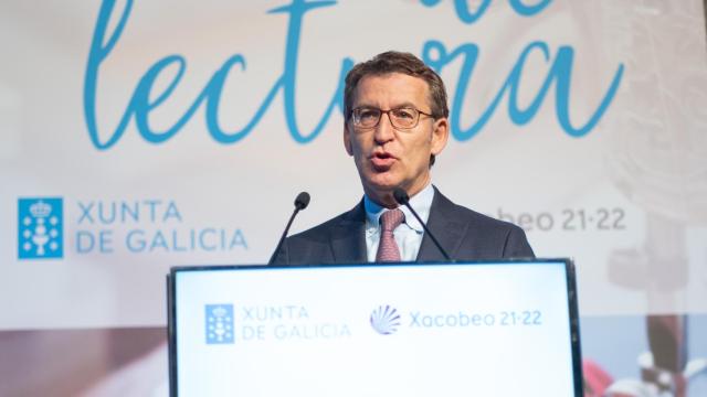 El presidente de la Xunta de Galicia, Alberto Núñez Feijóo, durante una rueda de prensa.