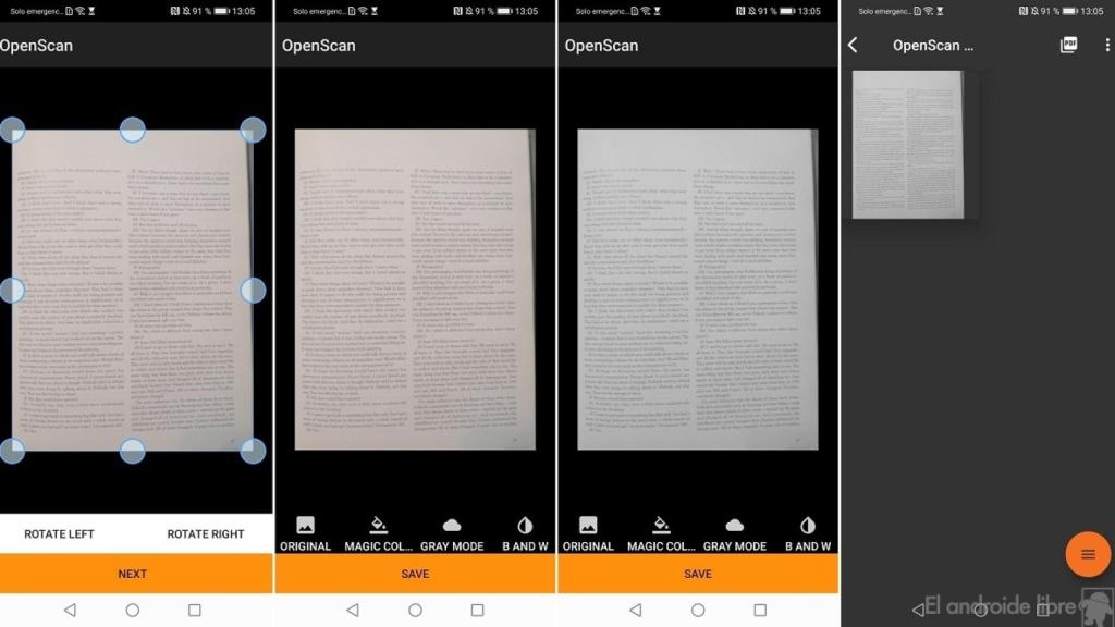OpenScan guardar y editar archivo