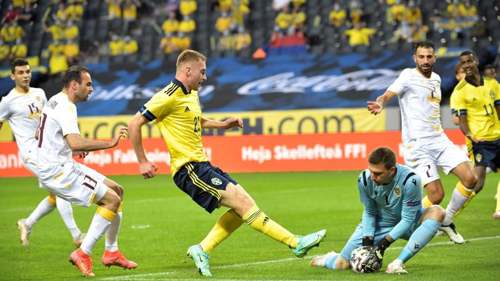 Dejan Kulusevski, durante el amistoso de Suecia contra Armenia