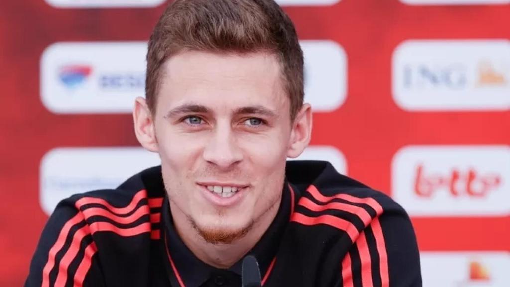 Thorgan Hazard, durante una rueda de prensa con la selección de Bélgica