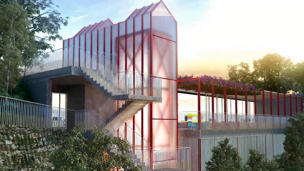 Infografía del ascensor que unirá O Berbés con el Barrio do Cura.