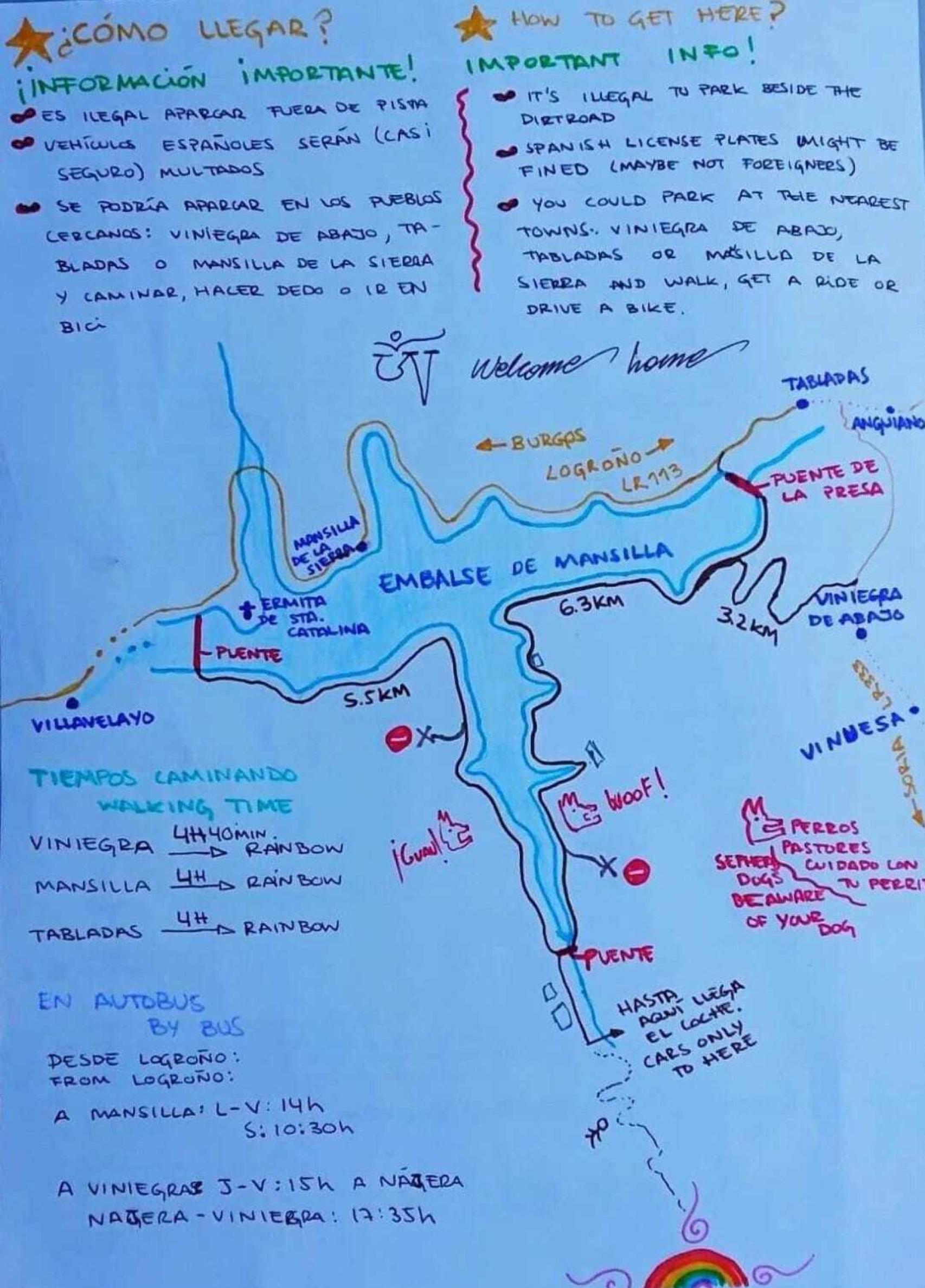 Mapa de la Familia Feliz para acceder al campamento.