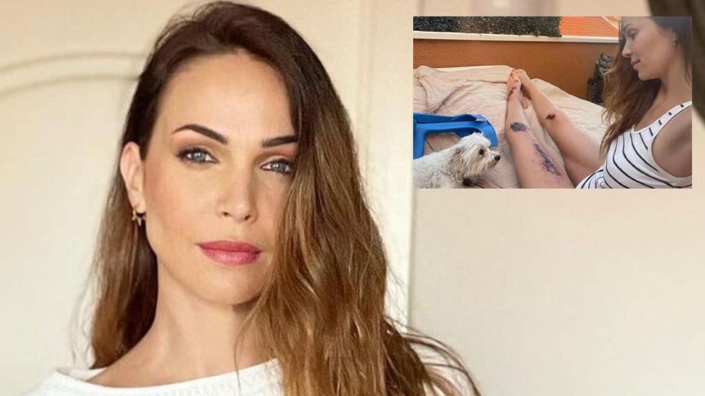 La actriz Nerea Garmendia en un montaje de JALEOS, junto a la imagen que ha compartido con sus seguidores.