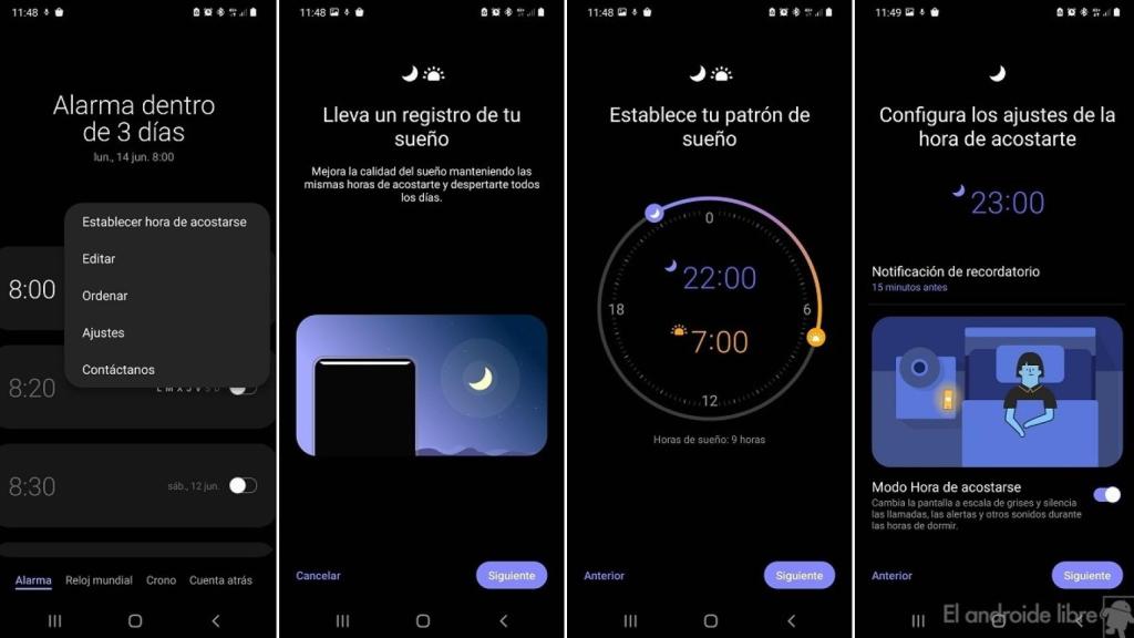 Samsung hora de acostarse
