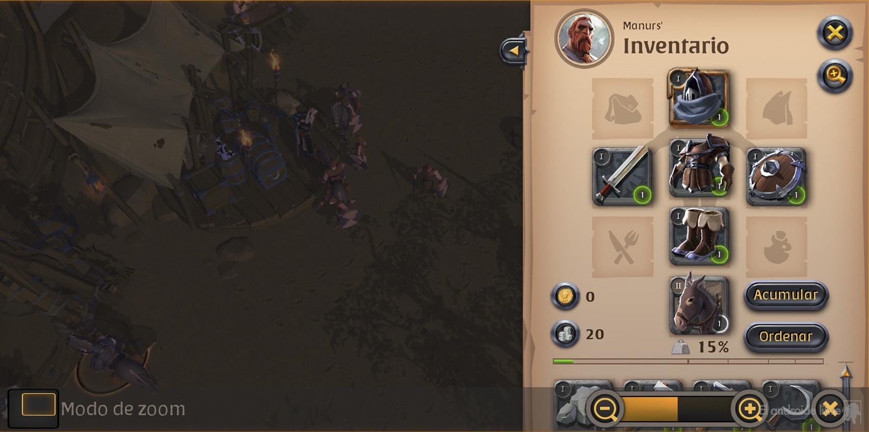 El inventario de personaje en Albion Online