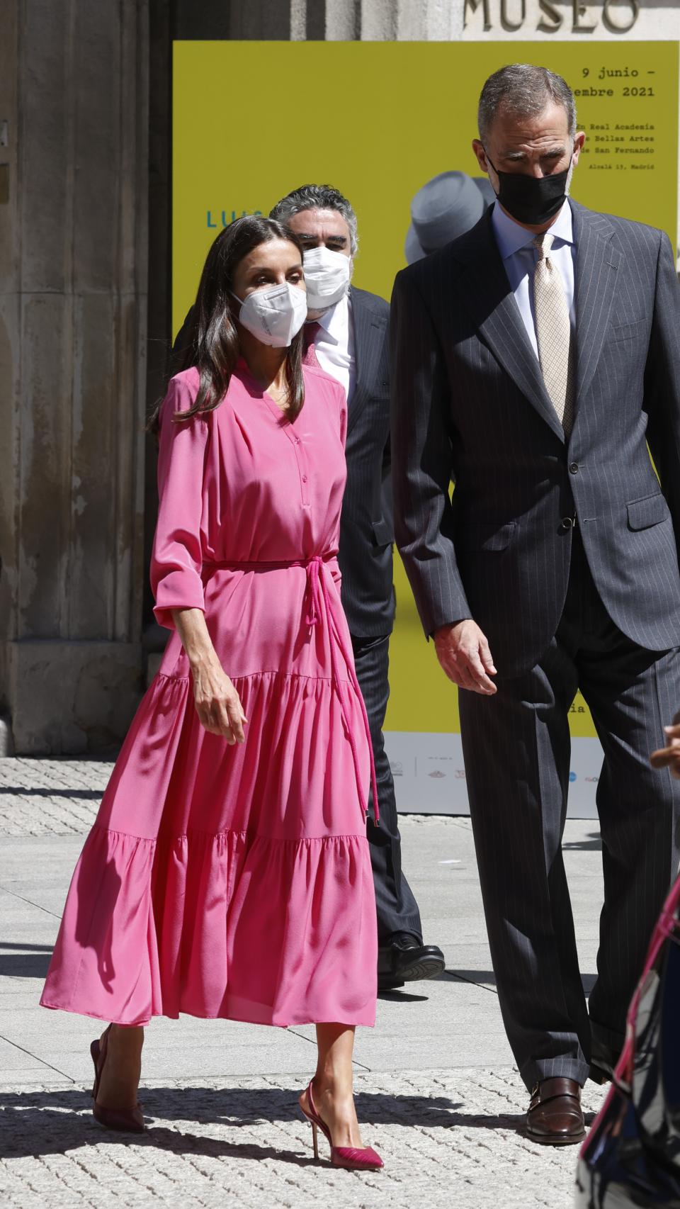 Sus 'slingback' más atrevidos han sido unos rosas de Carolina Herrera.