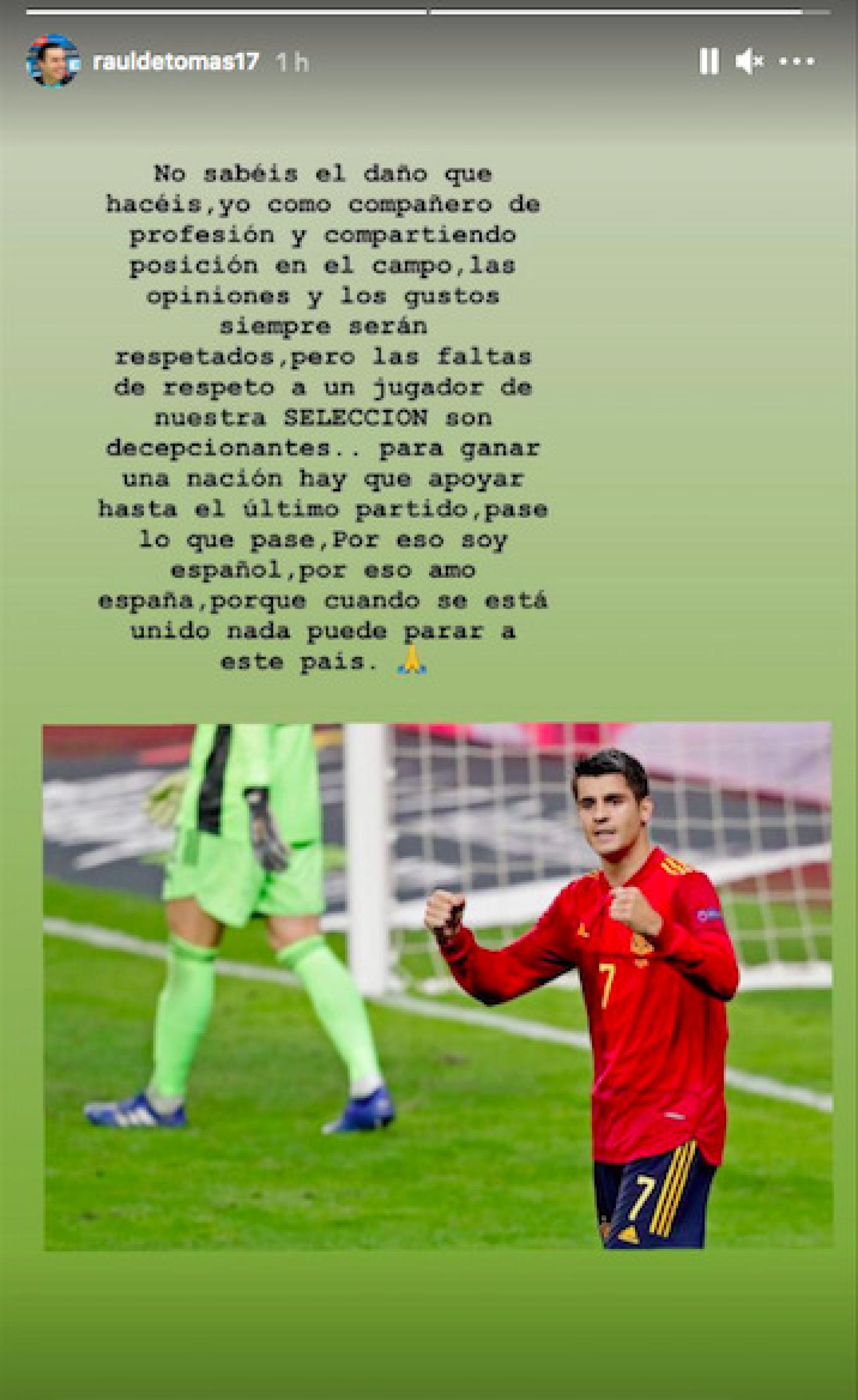 El mensaje de RDT a favor de Morata