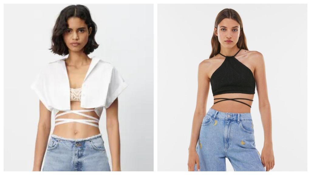 Propuestas 'flossing'. A la izquierda de Zara y a la derecha de Bershka.