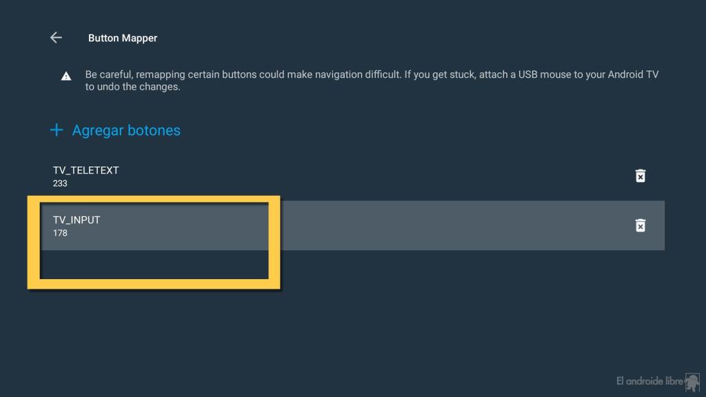 Botón seleccionado para configurar