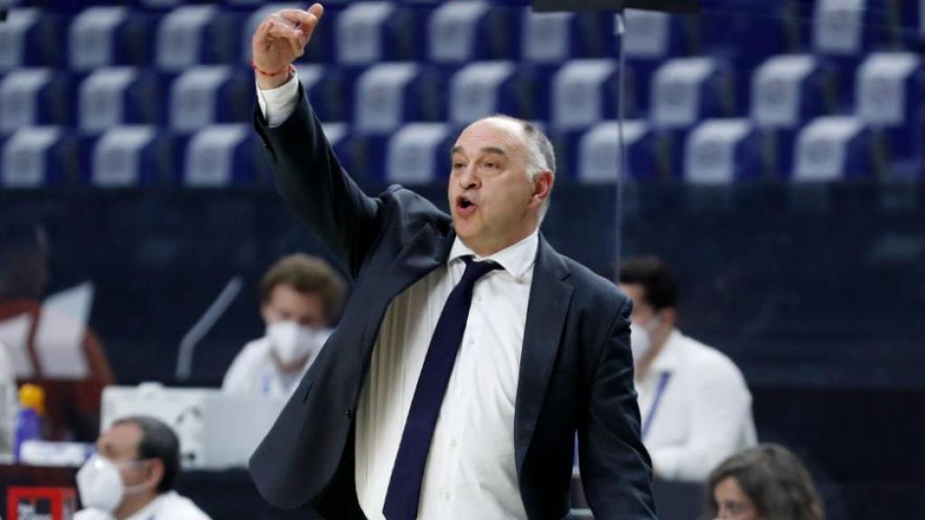 Pablo Laso, en un partido del Real Madrid de Baloncesto