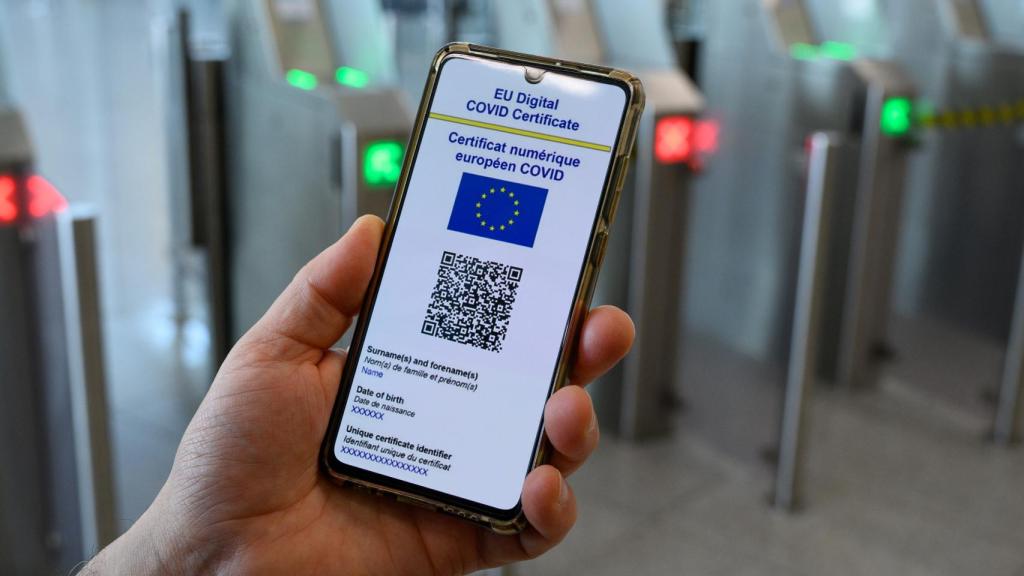 Aspecto del certificado Covid de la Unión Europea.