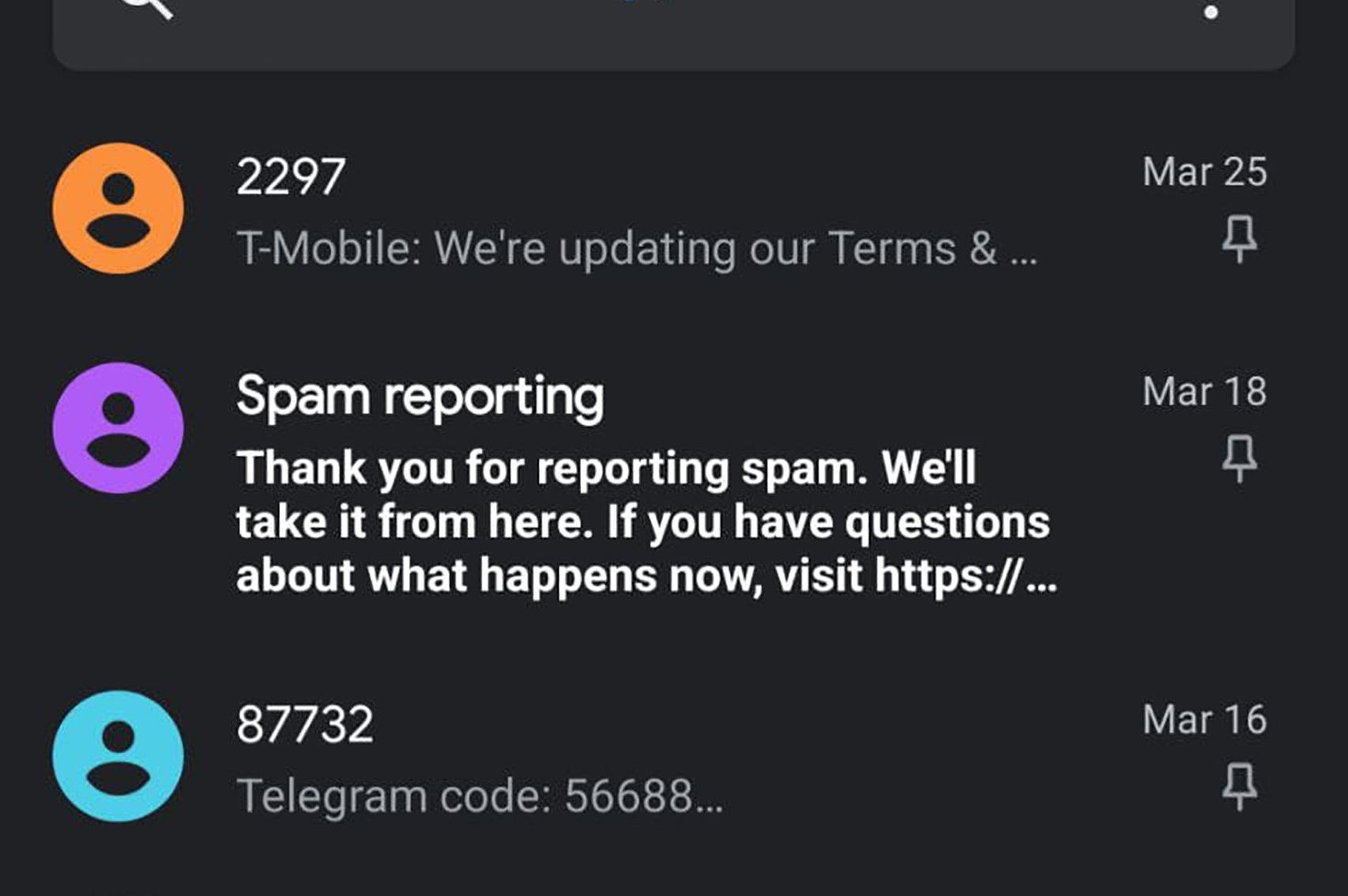 Marcar SMS en Mensajes de Google