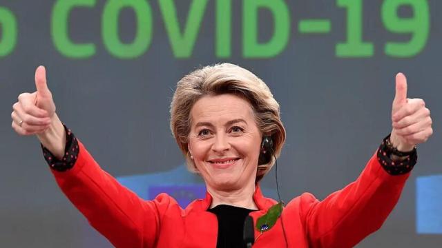 Ursula von der Leyen, presidenta de la Comisión Europea, durante la presentación del pasaporte Covid.