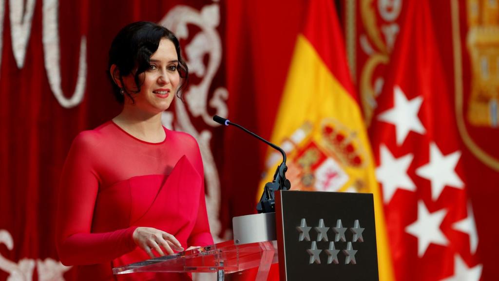La presidenta de la Comunidad de Madrid, Isabel Díaz Ayuso durante su discurso de investidura.