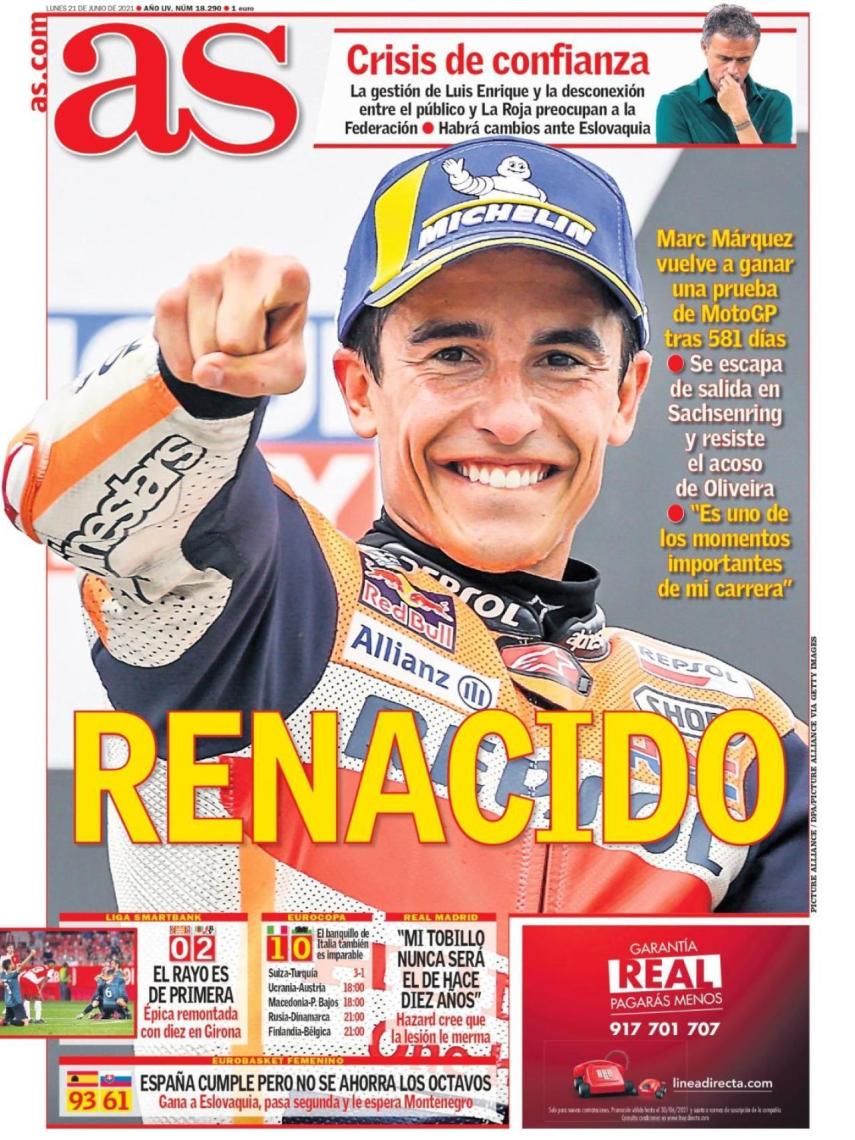 La portada del diario AS (21/06/2021)
