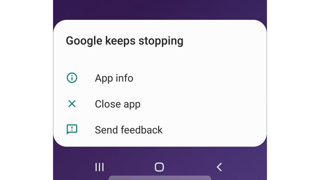 Fallo de la app de Google