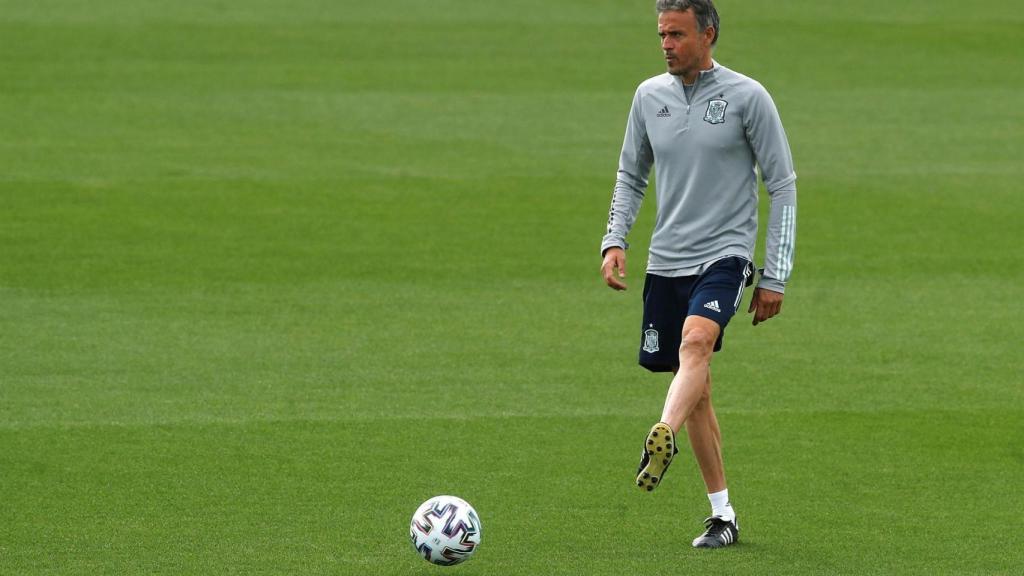 Luis Enrique durante un entrenamiento de la Selección