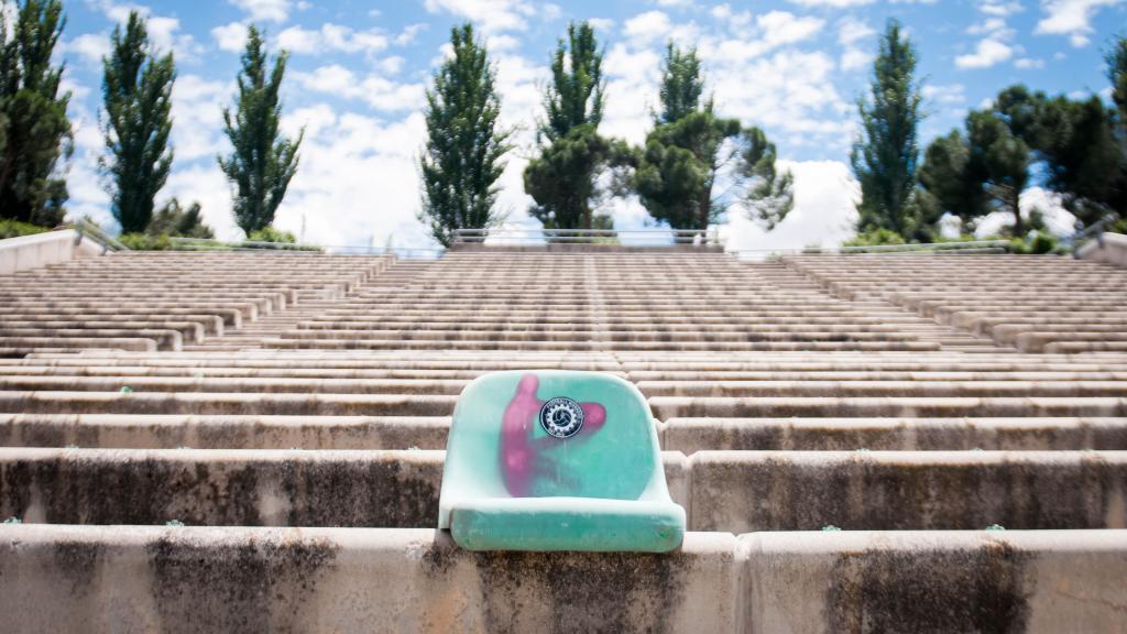 La única butaca que queda en el auditorio, de las 10.000 que tenía.