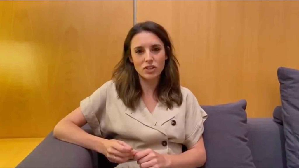 Irene Montero durante el mensaje de apoyo a Rocío Carrasco.