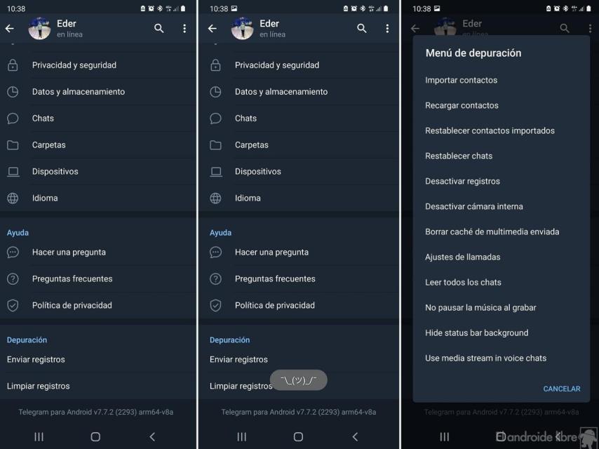 Telegram restaurar contactos