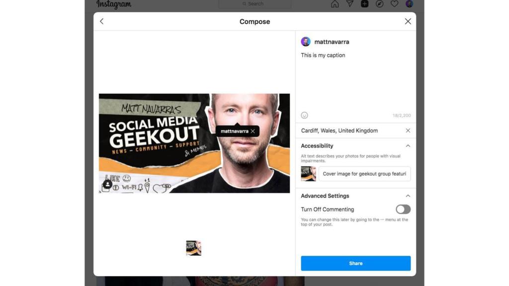 Composición de imagen en Instagram