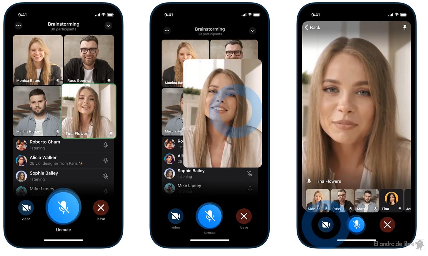 Videollamadas grupales en Telegram