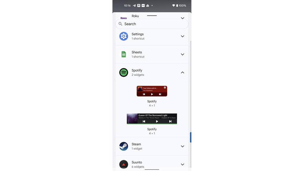 Nuevo widget de Spotify