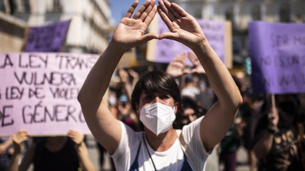 Manifestación convocada por Movimiento Feminista contra la Ley Trans.