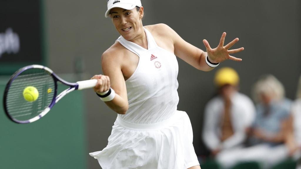 Muguruza, durante su estreno en Wimbledon.