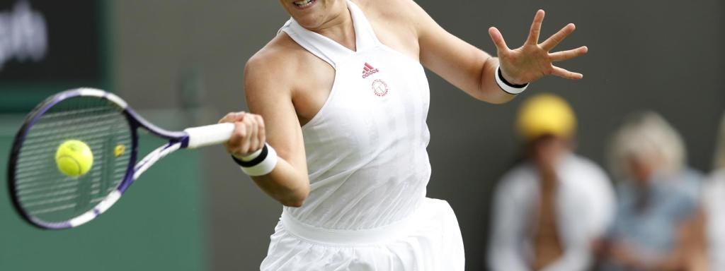 Muguruza, durante su estreno en Wimbledon.