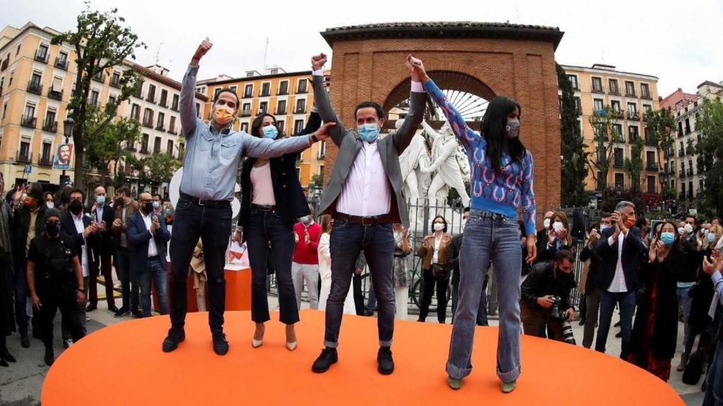 Mitin de Ciudadanos en la Plaza del Dos de Mayo de Madrid.