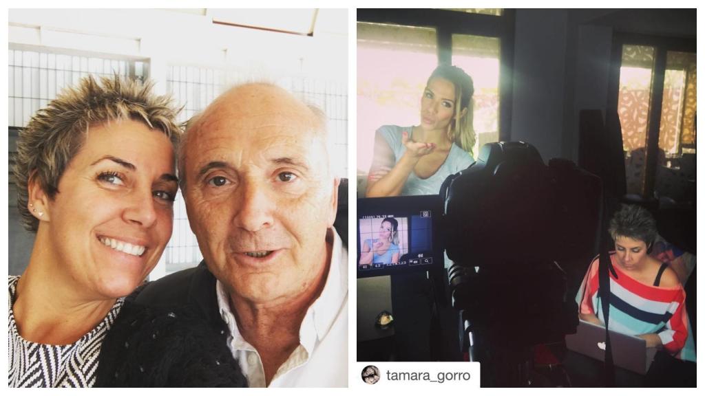 Natalia con el cómico Xabier Deltell, a la izquierda, y con Tamara Gorro, a la derecha.