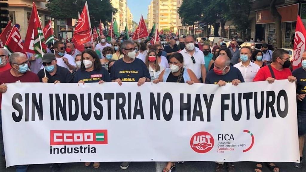 Movilización contra el cierre de Airbus en Cádiz.