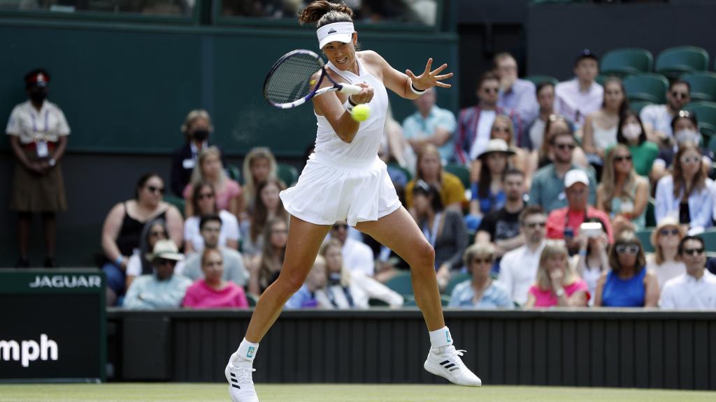 Muguruza, durante el partido ante Jabeur.
