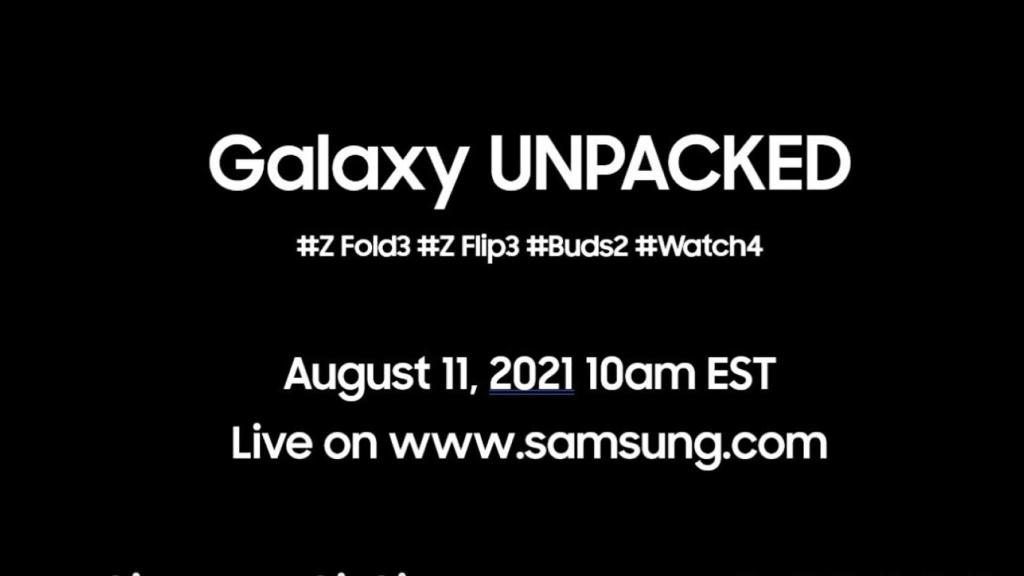 Cartel anunciante del próximo evento de Samsung.