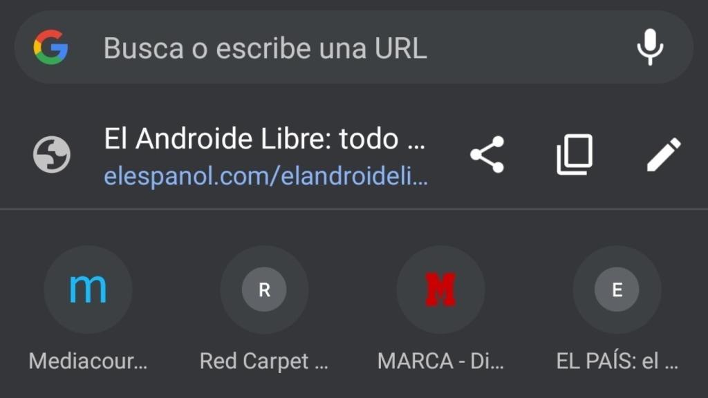 Chrome webs mas visitadas barra direcciones