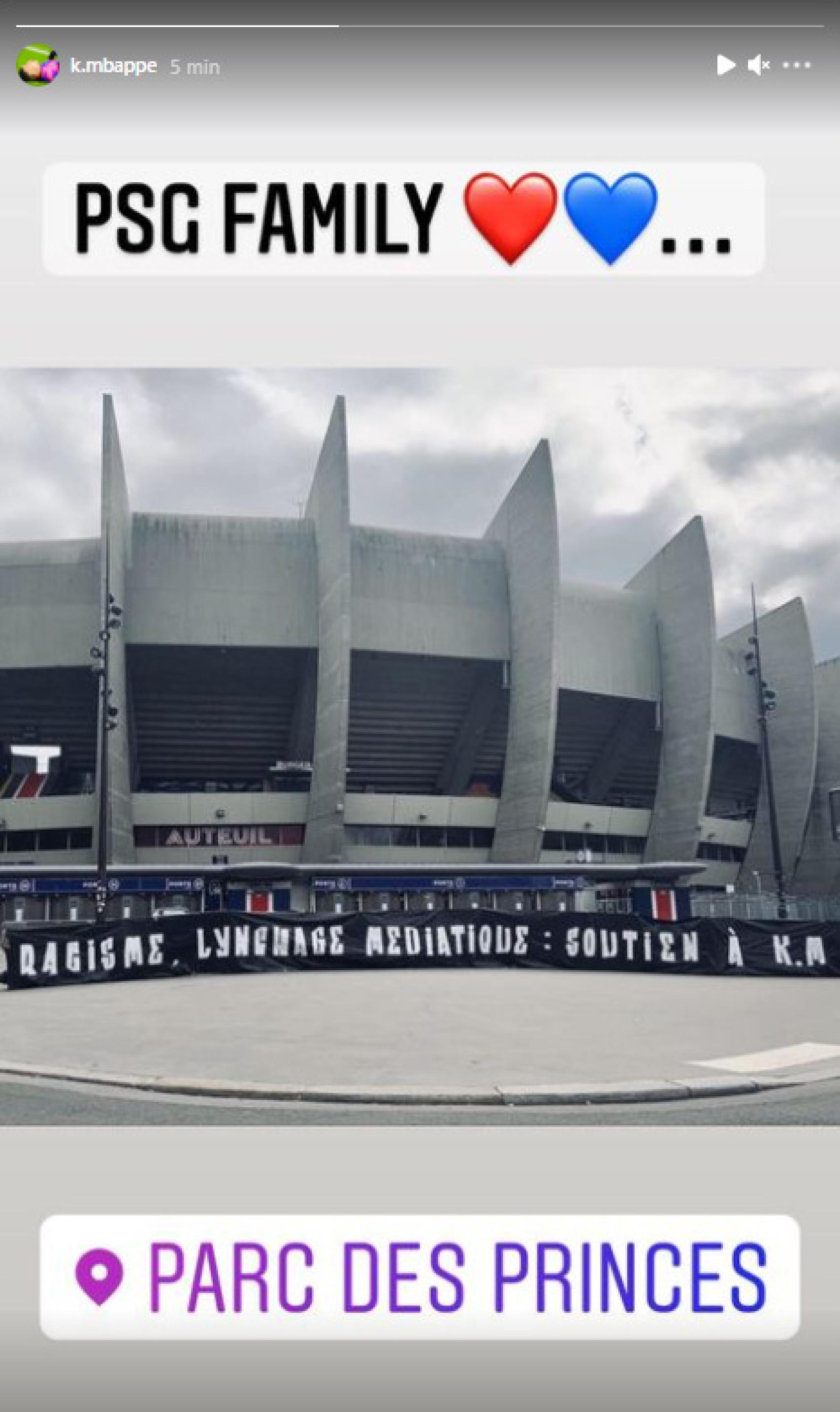 La publicación de Mbappé en Instagram