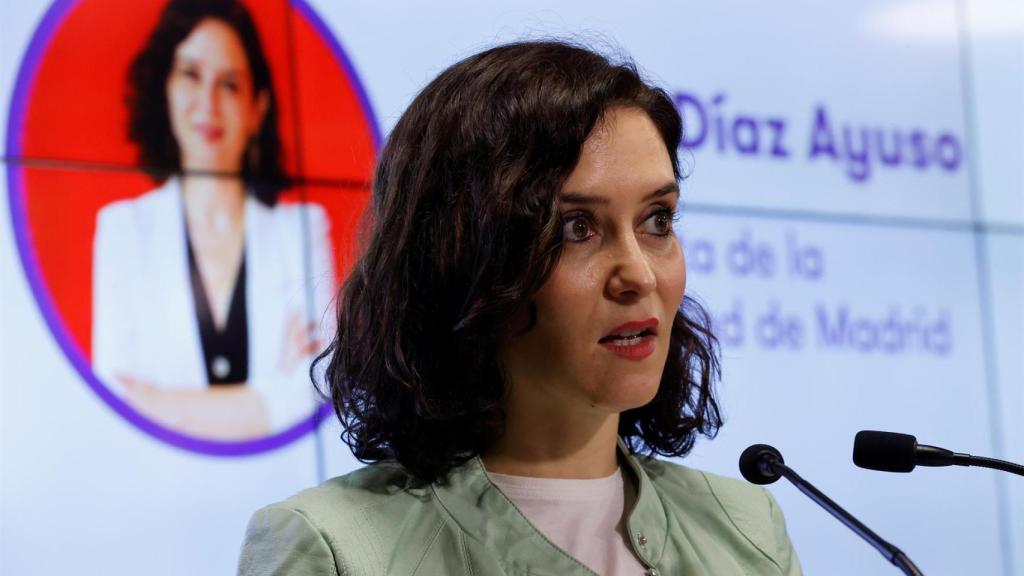 La presidenta Isabel Díaz Ayuso este jueves en el encuentro 'Fondos Europeos: Tiempo para la Acción'. EP