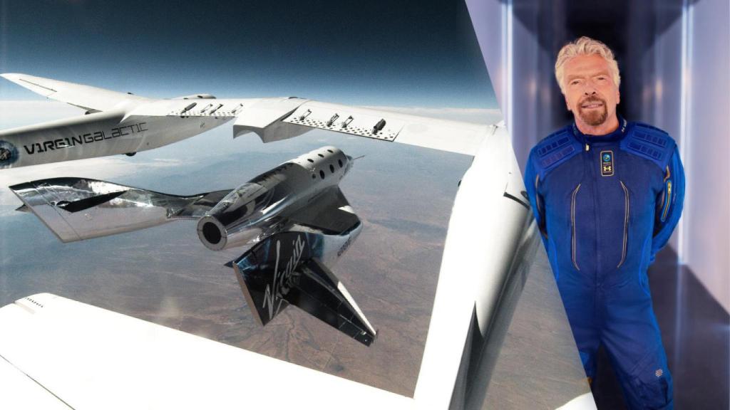 Richard Branson junto con la VSS Unity y VMS Eve.